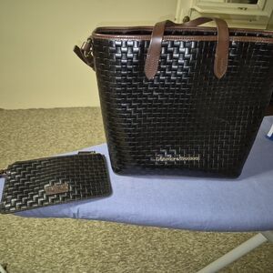 Michael Kors Black and Brown Woven Tote